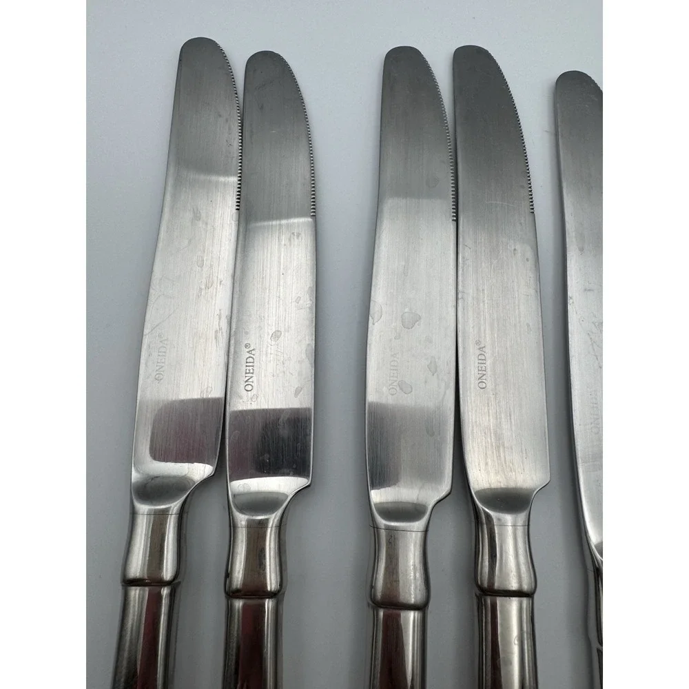 Vintage Oneida Stainless Julliard Dinner Knives Set Of‎ 8 Cube